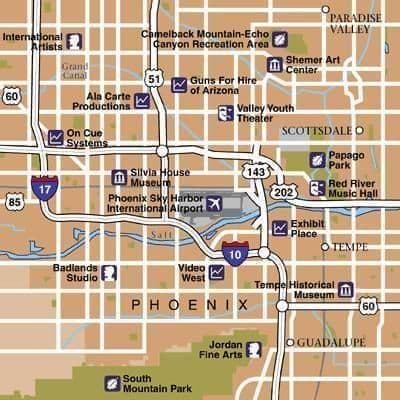 Mapa lotnisk Phoenix