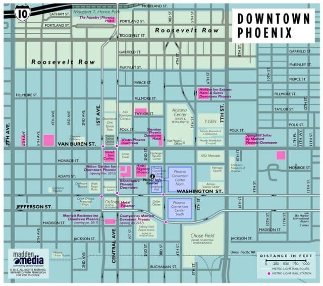 Mapa centrum Phoenix