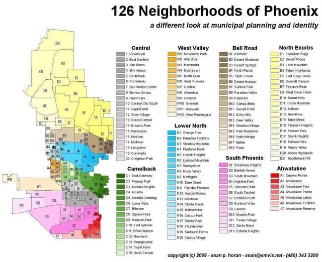 Mapa dzielnic Phoenix