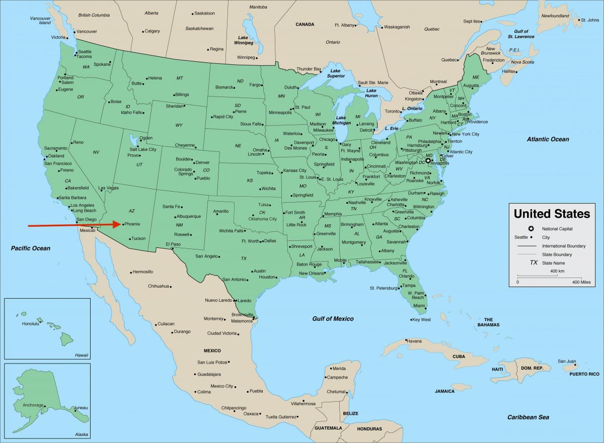Phoenix w Arizonie - mapa USA